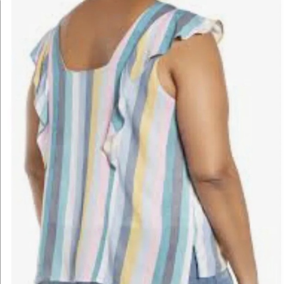 NEW Gibson Tank Top Motherchic Ruffle Stripe Blouse Sleeveless Size XL - Picture 2 of 7